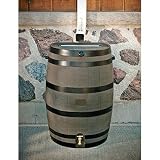 Home Gardener Flat Back Rain Barrel - Wood Grain, 50-Gallon Capacity, Model# 5510-001100-5600