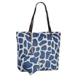 GIRAFFE PRINT LARGE STRAW BAG WITH MATCHING PURSE - BLUE'