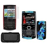 iNcido Brand Nokia X2-01 Combo Blue Flower Protective Case Faceplate Cover  ....