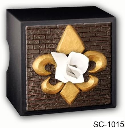 Caravelle Designs SC-1015 Fleur de Lis Tissue Box Cover in Black and Gold
