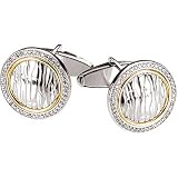 Sterling Silver and 14K Yellow Gold Diamond Cufflinks - 0.50 Ct.