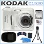 Kodak EasyShare C1530 14MP Digital Camera with 3x Optical Zoom in White + 4GB Accessory Kit