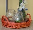Glass Jar Vases/Candle Holders with Orange Willow Basket
