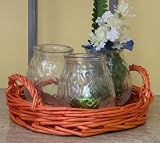 Glass Jar Vases/Candle Holders with Orange Willow Basket