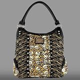 ED HARDY ORIGINAL QUENTIN ZIP TOP HOBO BAG BLACK
