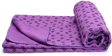 Yoga Mat Towel,Situly Non Slip Yoga Mat Towel With Carrying Mesh Bag, Mat Cover for Bikram, Hot Yoga, Fitness, Exercise, Machine Washable (Purple)