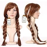 Anogol Free Hair Cap +Movie Cosplay Wig Party Wigs Brown Braid Wig Halloween Wig