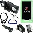 Combo Pack for the Microsoft Zune HD MP3 Player: Green Rubberized Silicone Skin Case, Foldable Cube Speaker Dock, USB Data Sync Charging Cable, USB Car Charger, USB Wall Travel/Home Charger, 3.5mm Auxiliary Stereo Retractable Cable, Screen Protector, and Free Carabiner Key Chain
