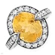 FPJ High Quality Ring With 4.10ctw Precious Stones - Genuine Diamonds and Citrine Beautifully Crafted in White Gold - Certificate Available.
