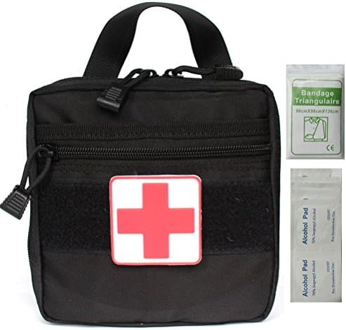 EMT MOLLE Pouch with 2.35" Rubber Medic patch - Tactical EDC Utility Medical First Aid Bags Tools Organizer Tool Utility Accessory pouch (Black)