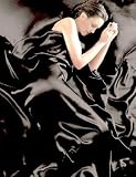 6 piece Satin Black Double Duvet Cover Set (inc 1 duvet cover,1 fitted sheet,4 pillowcases)