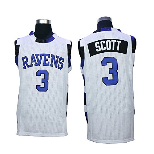 Stitched Lucas Scott 3 One Tree Hill Ravens Basketball White Jersey (Medium)