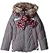 London Fog Girls' Active Heavyweight Puffer with Abstract Fleece Scarf