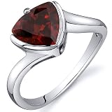 Trillion Cut Bypass Style 2.25 carats Garnet Ring in Sterling Silver Rhodium Finish Available in Sizes 5 thru 9
