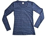 32 Degrees Heat Women's Long Sleeve Base Layer Scoop Neck Shirt Blue Snowflake Small