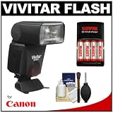 Vivitar Series 1 DF-483 Power Zoom AF Flash for Canon EOS E-TTL Digital SLR Cameras with Batteries/Charger + Cleaning Kit