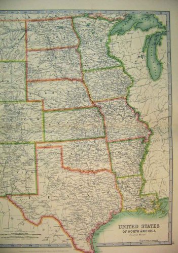 1910 MAP CENTRAL UNITED STATES NORTH AMERICA TEXAS