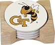 NCAA Georgia Tech Yellowjackets Set of 4 Round Stone Coasters