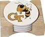 NCAA Georgia Tech Yellow Jackets Absorbent Coaster Four Pack Gift Set with Butcher Block Holder