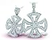 14K White Gold Diamond Maltese Cross Pendant