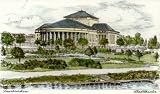 Radierung: Saarbrücken, Stadttheater