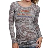 NBA Touch by Alyssa Milano Denver Nuggets Ladies Gray Sheer Crystal Premium Long Sleeve T-shirt (Medium)