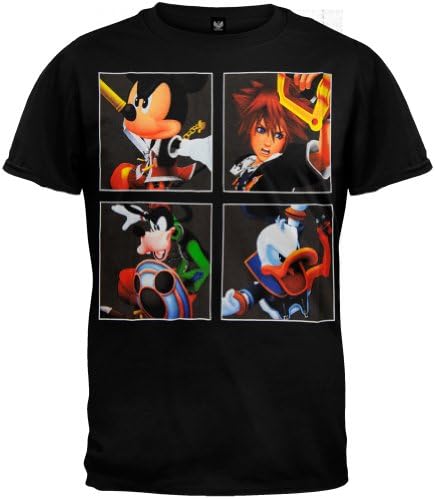 Kingdom Hearts - Mens Four Kings T-Shirt - Small Black