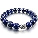 Men,Women's 10mm 12mm Alloy Bracelet Link Wrist Blue Silver Buddha Mala Energy Stone Gemstone Beads