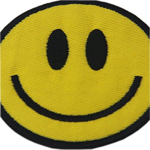 Embird Smiley Yellow Happy Smile Face Embroidered Iron On / Sew On Patch