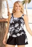 Beach Belle® Midnight Bouquet Blouson Shortini - Women's Swimsuit Plus Size Swimsuit