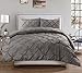 3 Piece Luxurious Pinch Pleat Decorative Pintuck Comforter Set - HIGHEST QUALITY, WRINKLE RESISTANT, ALL SEASON - King, Gray