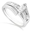 3/5ctw Marquise Diamond Wedding Ring Set in 14k White Gold (HI/I1)