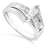 3/5ctw Marquise Diamond Wedding Ring Set in 14k White Gold (HI/I1)