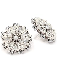 Miguel Ases Pyrite Bead and Sterling Silver Button Earrings