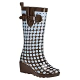 Fading Dots Wedge Rain Boots - Brown/ Turquoise