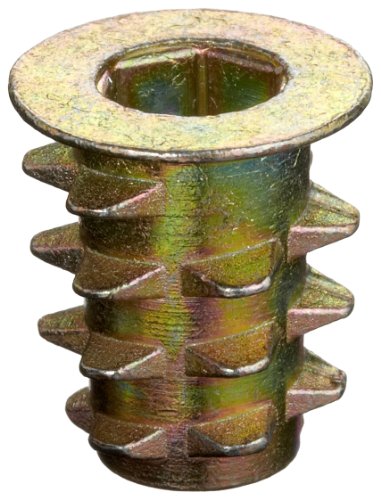 E-Z LOK Threaded Insert For Soft Wood, 10-32 Int Thread - 13mm length - Flanged- Zinc Die Cast (Pack of 50)
