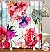 Livilan Aestheticism Shower Curtain Set, Abstract Watercolor Flowers Print, Thick Polyester Fabric, Mildew Mold Resistant Waterproof Machine Washable, 72 X 72 inch, Red