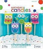 Amscan Owl Toothpick Birthday Candle Set, Multicolor