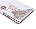 White Luxury 3D Fashion Handmade Bling Crystal Rhinestone PU Flip Wallet Leather Case Cover For Smart Mobile Phones Samsung Note 4, Pearl Butterfly