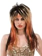 Black Orange Blonde Punk Rocker Wig 80s Costume Wig