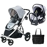 Britax U281774KIT3 B-Ready Stroller and Chaperone Infant Carrier with Diaper Bag - Silver