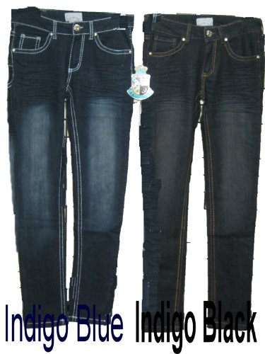 Junior Ladies Sizes1 2 - 3 4 - 5 6 - 7 8 - 9 10 - 11 12 - 13 14 - 15 16. Stretchable Denim 5 Pockets Embroidered Jeans. Skinny Cut. product image