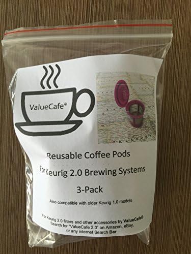 3-Pack! Deluxe Coffee &amp; Tea Filter for Keurig! Fits 1.0 &amp; 2.0! Manufactured Exclusively for Valuecafe- Reusable Filters for Keurig 2.0 K200, K300, K400 K500 Series 1.0 B30 B40 B50 B60 and B70 Series