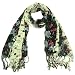 Groovy Floral Print Summer Light Scarf Shawl Wrap Black