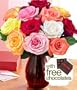 One Dozen Rainbow Roses with FREE Chocolates