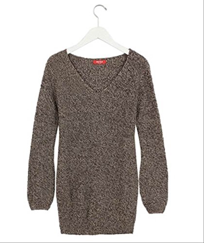 untec Japan レディース　シャツ　ニット　冬　春　秋　可愛い　おしゃれ　ブイネック　ブラウン