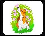 Mouse Pad with bush, basset, hound, flowers, dog
