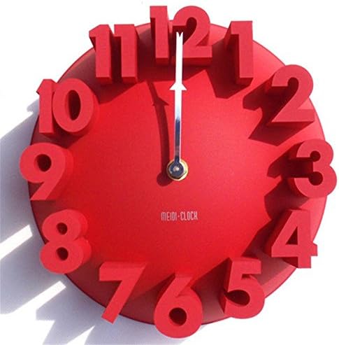 Amyove 3D Luxury Home Creative Decor Creative Modern 3D Number Dome Wall Clock Watch Red