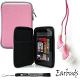 Pink Durable Hard Nylon Protective Portfolio Slim Cover Case with Mesh Pocket For ViewSonic ViewPad e70 Ice Cream Sandwich 7-Inch Tablet + Includes a Crystal Clear High Quality HD Noise Filter Ear buds Earphones Headphones 3.5mm Jack