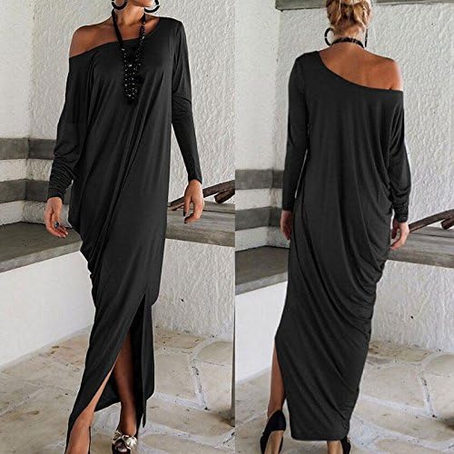 STRONGCLOUD Beautiful Fashionable Popular Fresh Attractive Casual Long Sleeve Maxi Dresses For Women Black-L